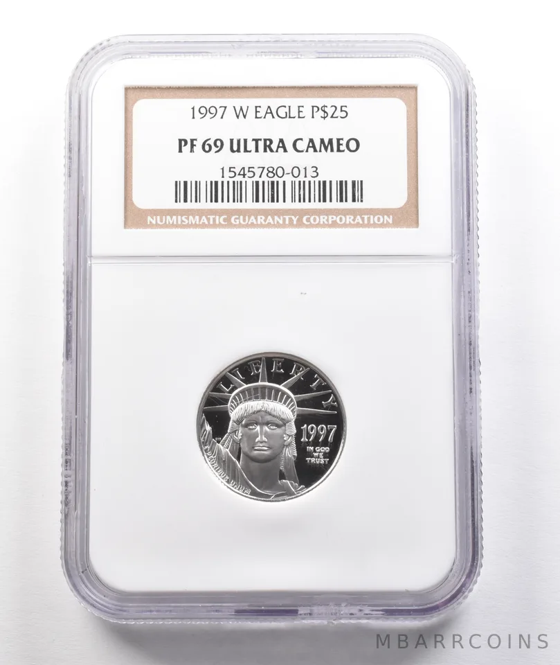 1997-W $25 American Platinum Eagle 1/4 Oz 0.25 Oz Platinum PF69 UCAM NGC a5714