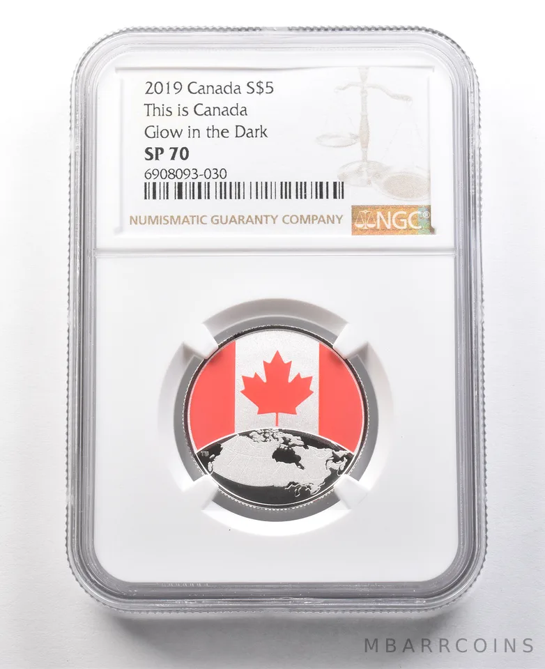 2019 Canada 5 Dollars Silver This Is Canada Glow In The Dark SP70 NGC *8423