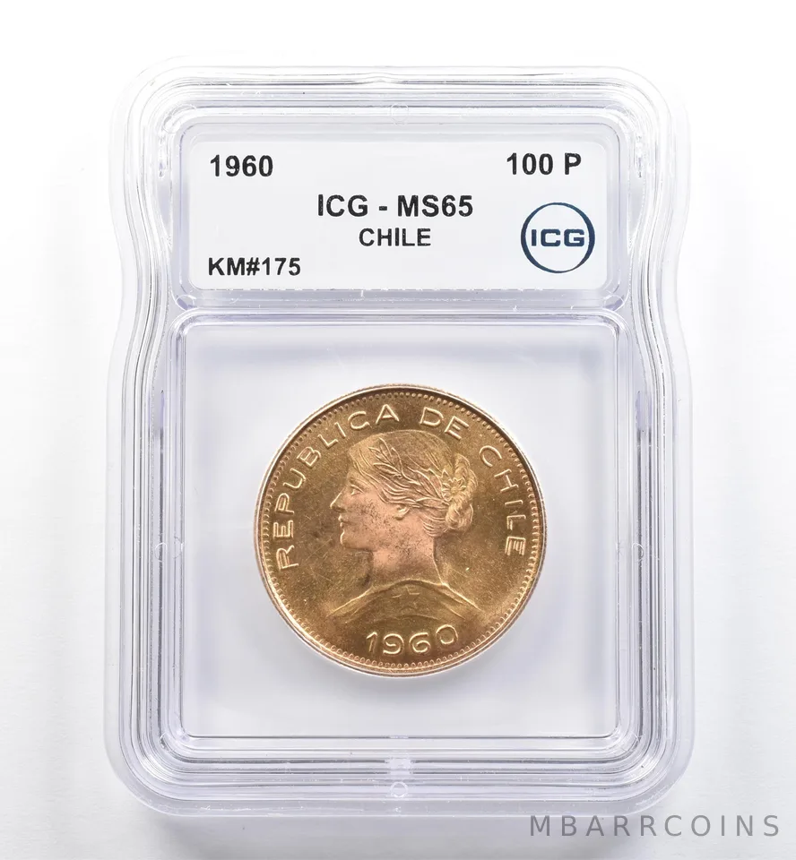1960 Chile 100 Pesos Gold KM#175 MS65 ICG *6452