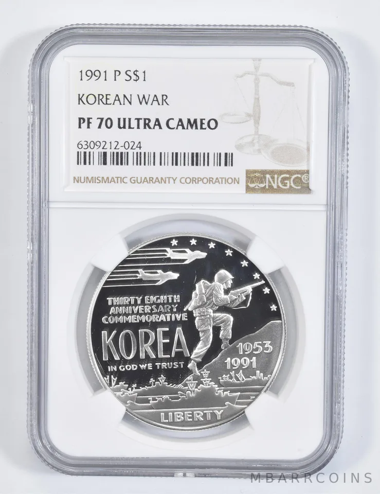 1991-P Korean War Commemorative Proof Silver Dollar PF70 UCAM NGC