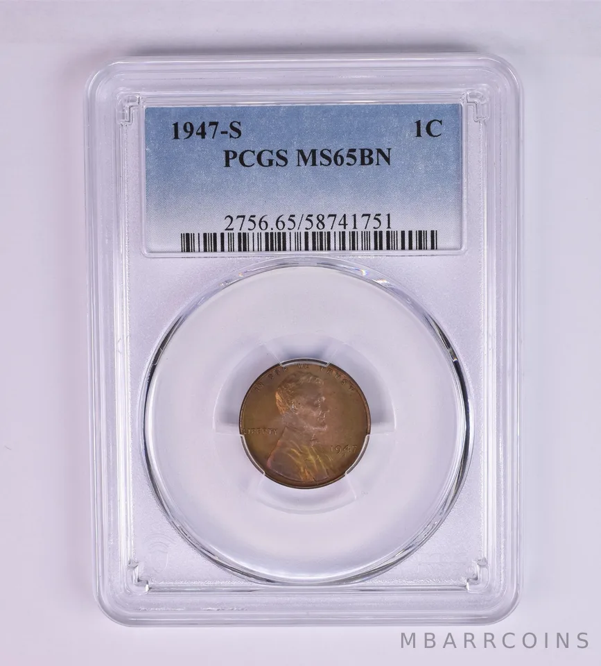 1947-S Lincoln Wheat Cent MS65 BN PCGS Beautiful Tone *1246