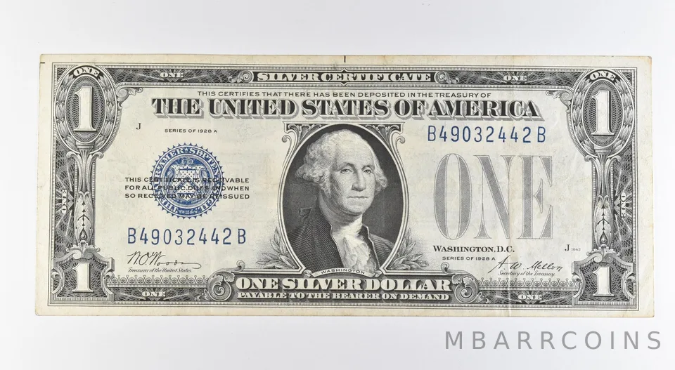 1928 A $1 Silver Certificate Blue Seal Fr#1601 *0394
