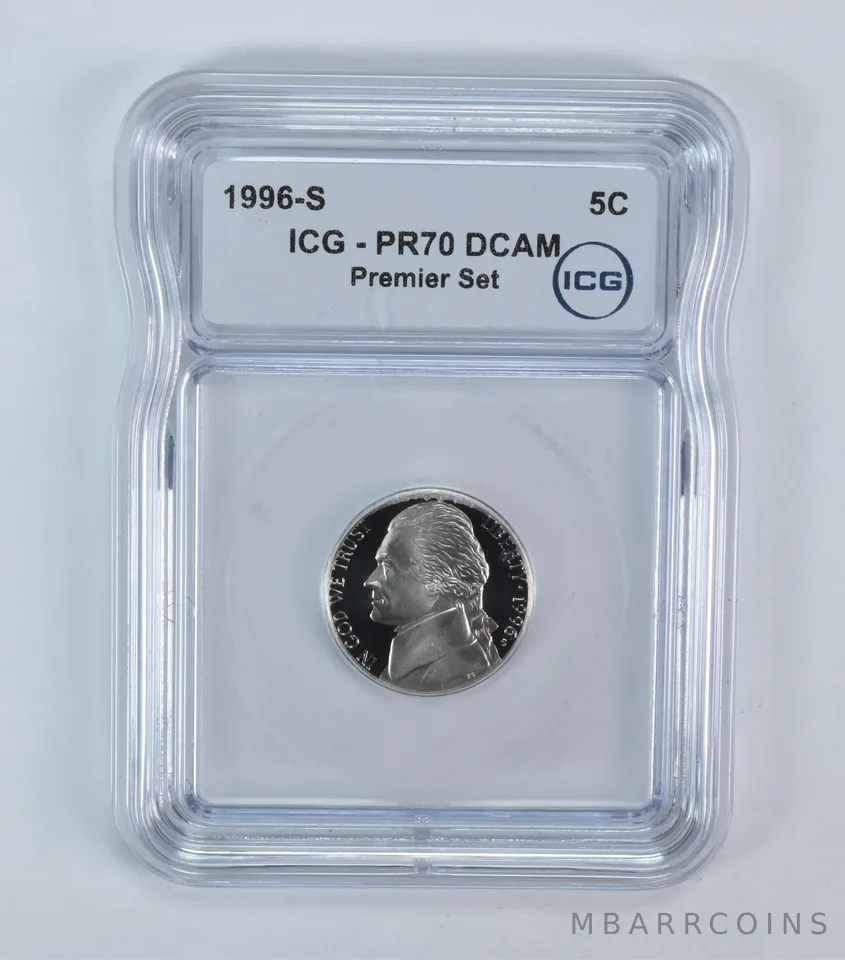 1996-S Jefferson Nickel Premier Set PR70 DCAM ICG