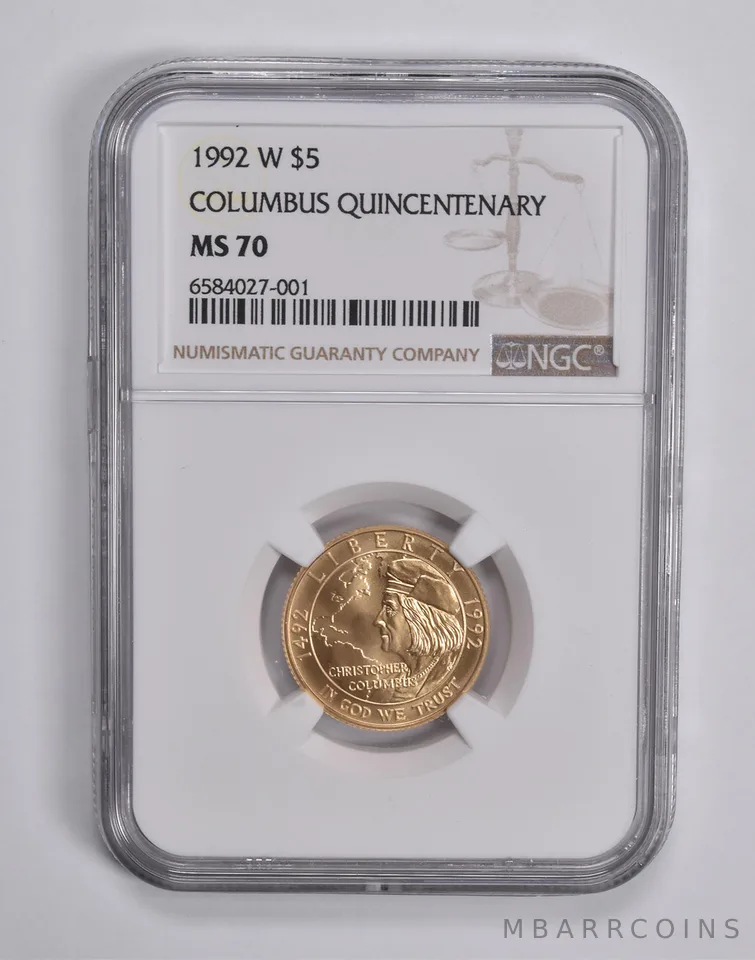 MS70 1992-W $5 Columbus Quincentenary Commemorative NGC *6540