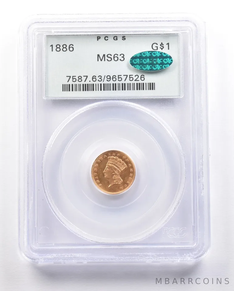 1886 $1 Indian Princess Head Gold Dollar MS63 PCGS OGH CAC *4776