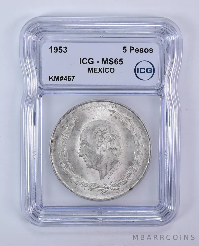 1953 Mexico 5 Pesos KM#467 MS65 ICG