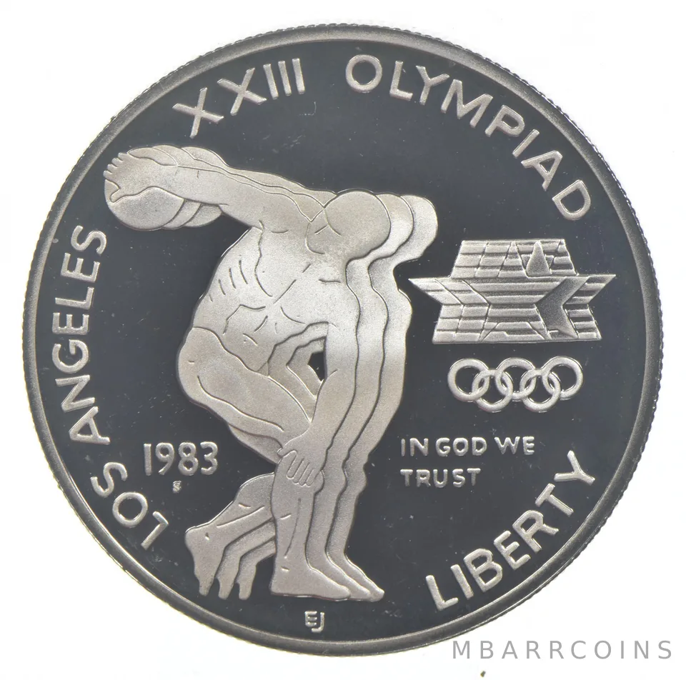 1983-S Proof Olympic Discus Commemorative Silver Dollar $1