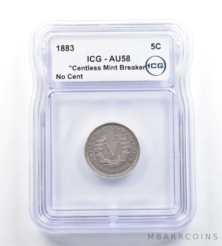 1883 Liberty V Nickel Centless Mint Breaker No Cent AU58 ICG *7275