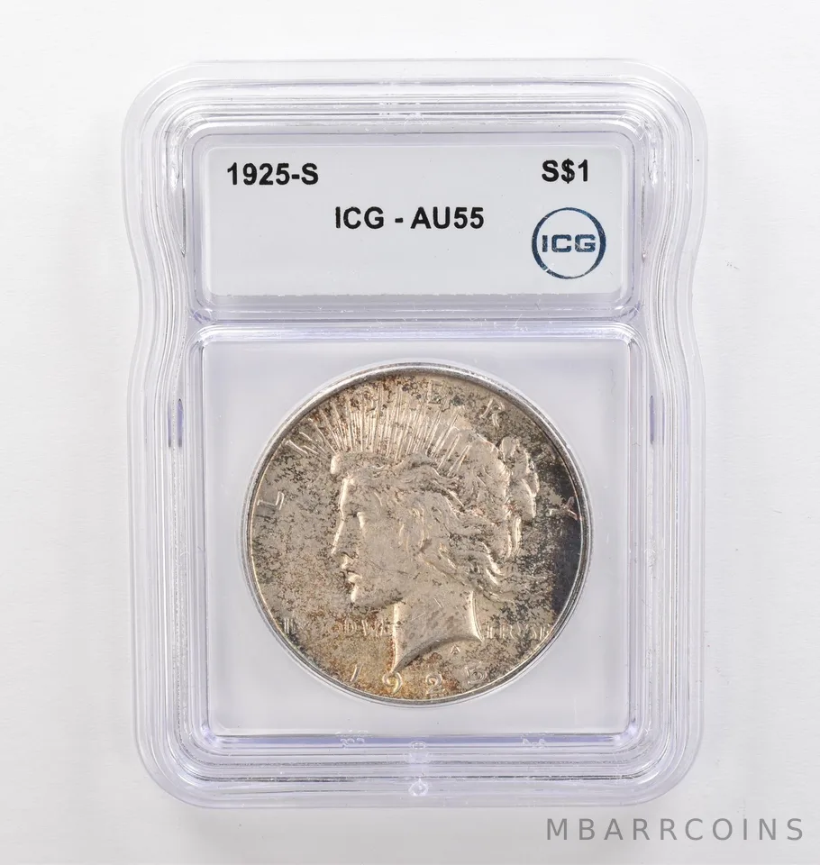 1925-S Peace Silver Dollar AU55 ICG Beautiful Tone *9782