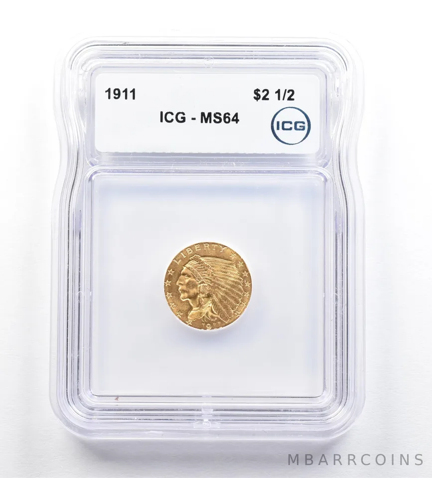 1911 $2.50 Indian Head Gold Quarter Eagle MS64 ICG *0389