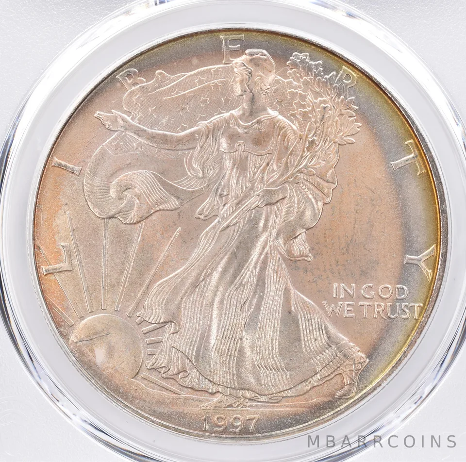 1997 American Silver Eagle MS65 PCGS Beautiful Tone *1443