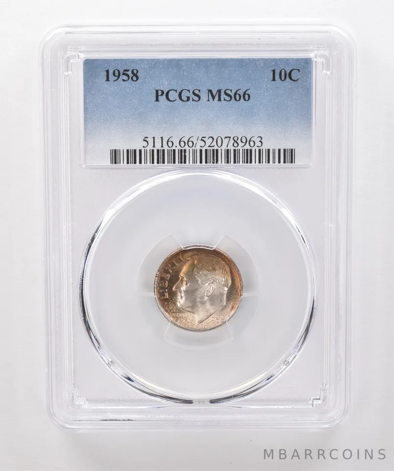 1958 Roosevelt Dime MS66 PCGS Beautiful Tone *1870