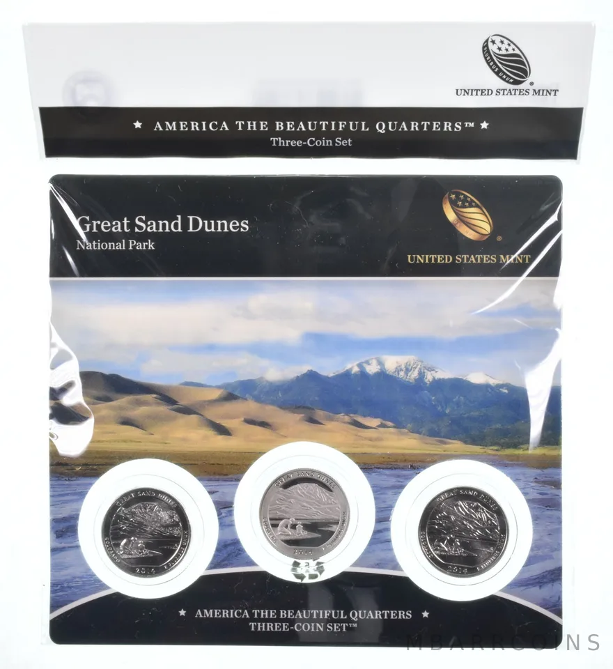 2014 Great Sand Dunes National Park PDS ATB 3 Quarter Coin Set Unc BU