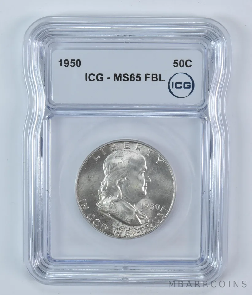 1950 Franklin Half Dollar MS65 FBL ICG