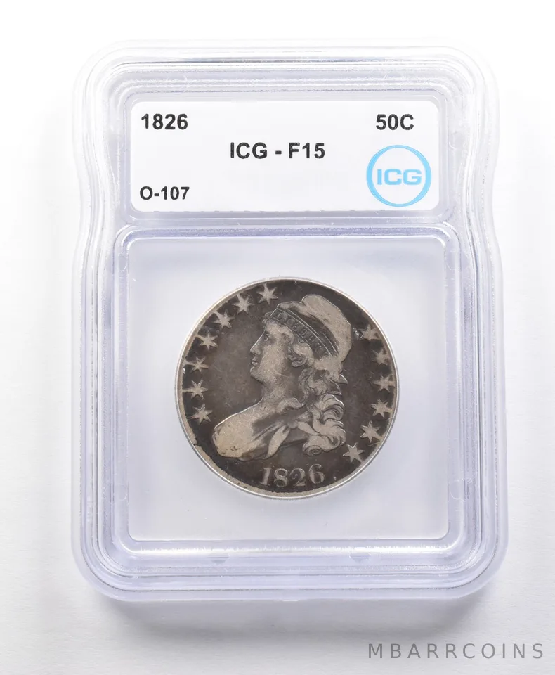 1826 Capped Bust Half Dollar O-107 F15 ICG *5640