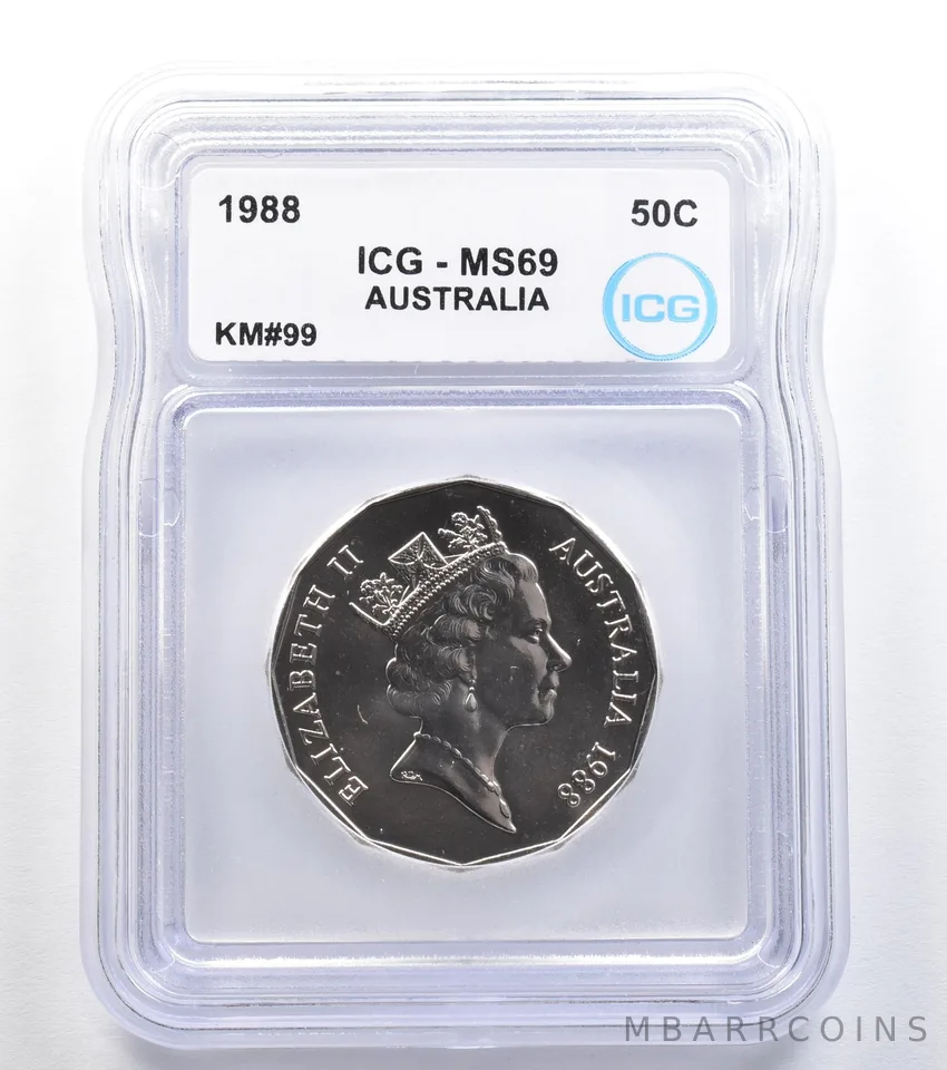 1988 Australia 50 Cents KM#99 MS69 ICG *7887