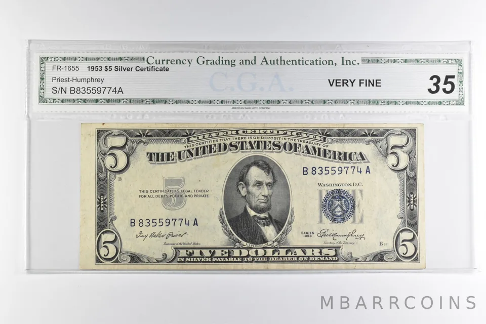 $5 1953 US Silver Certificate Blue Seal FR-1655 *8174