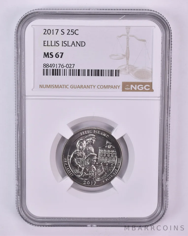 2017-S Washington Quarter Ellis Island ATB MS67 NGC Brown Label