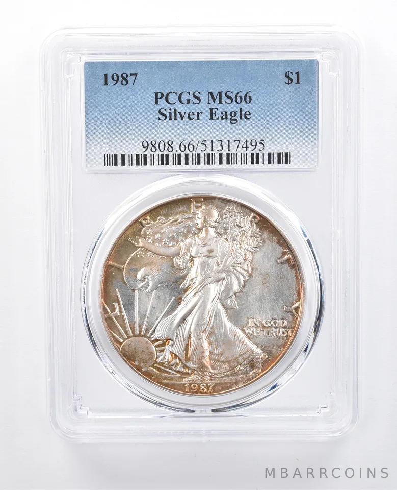 1987 American Silver Eagle MS66 PCGS Peripheral Tone *8147