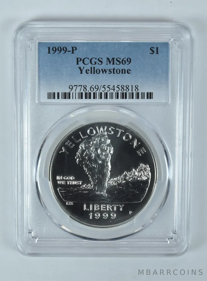 1999-P Yellowstone Commemorative Dollar MS69 PCGS Blue Label