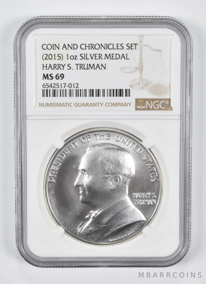 (2015) 1 oz Silver Medal Harry S Truman Coin and Chronicles MS69 NGC
