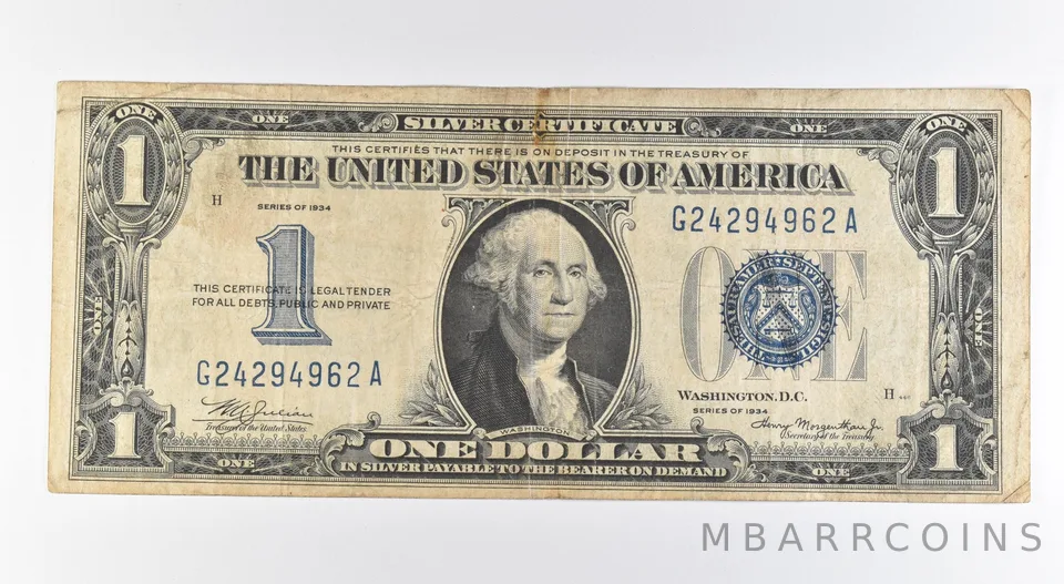 1934 $1 Silver Certificate Blue Seal *0411