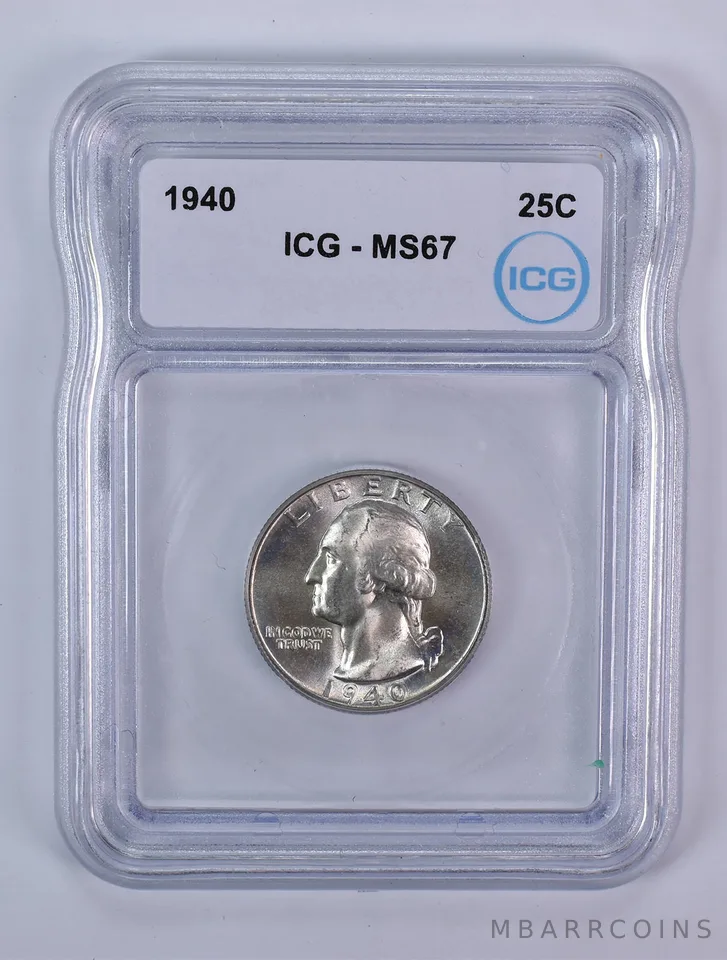 1940 Washington Quarter MS67 ICG