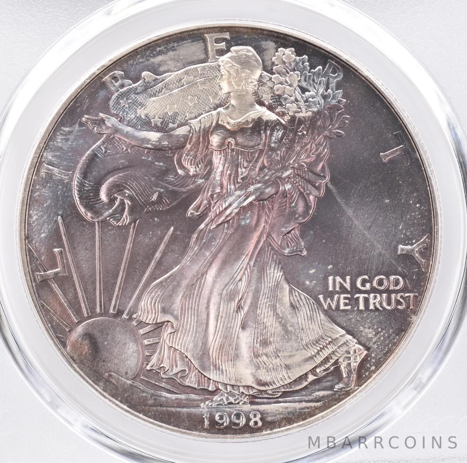 1998 American Silver Eagle MS66 PCGS Beautiful Tone *1407