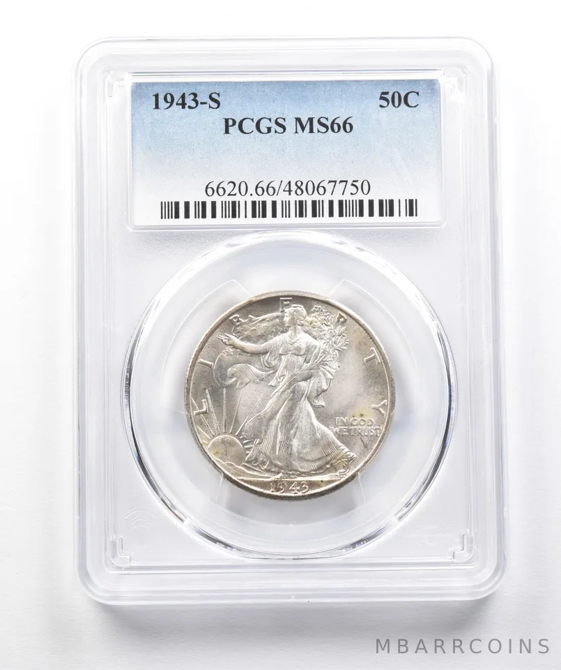 1943-S Walking Liberty Half Dollar MS66 PCGS a1180