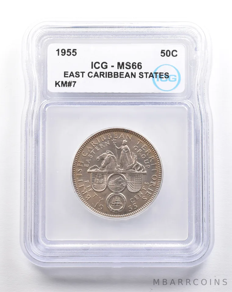 1955 East Caribbean States 50 Cents KM#7 MS66 ICG *5478