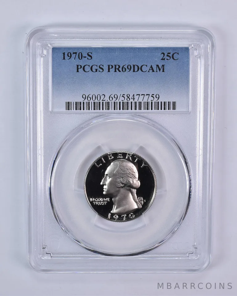 1970-S Washington Quarter PR69 DCAM PCGS Blue Label