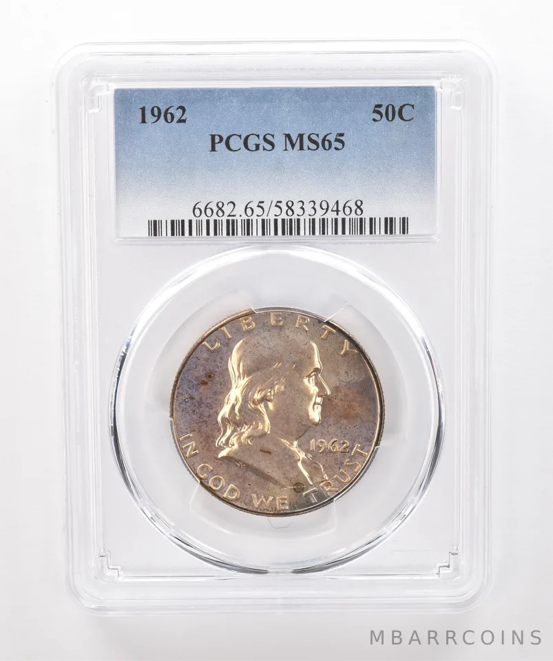 1962 Franklin Half Dollar MS65 PCGS Beautiful Tone *1927