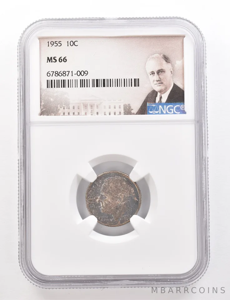 1955 Roosevelt Dime MS66 NGC Beautiful Tone *3383