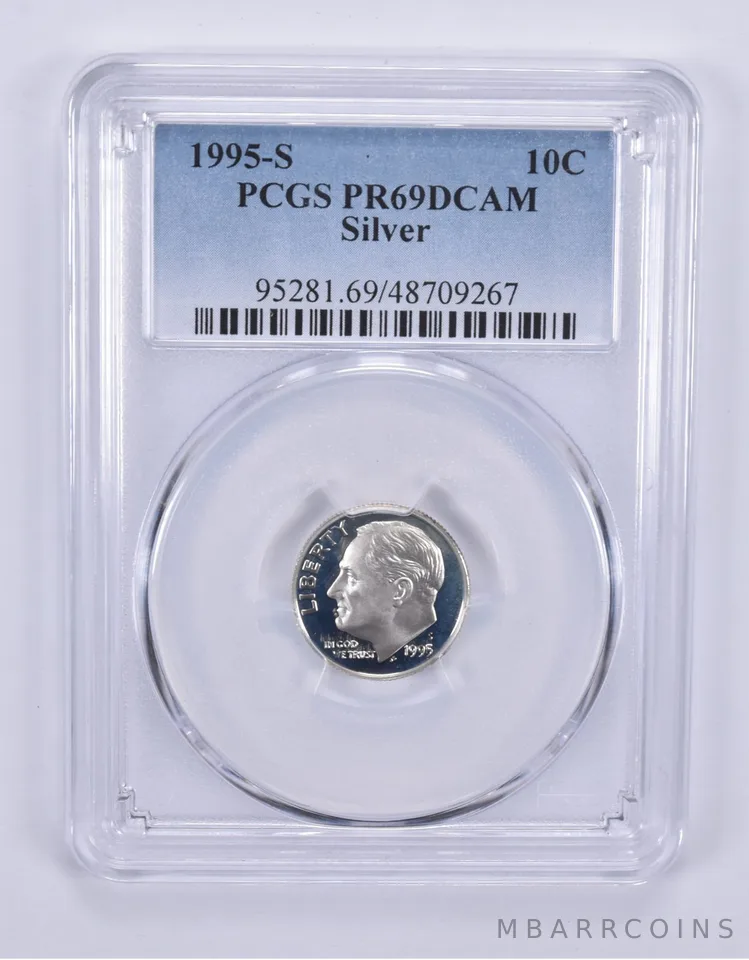 1995-S Roosevelt Dime Silver PR69 DCAM PCGS Blue Label