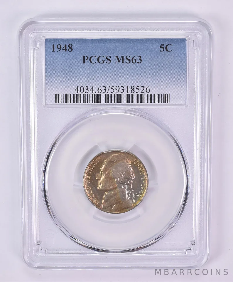 1948 Jefferson Nickel MS63 PCGS Beautiful Tone *1146