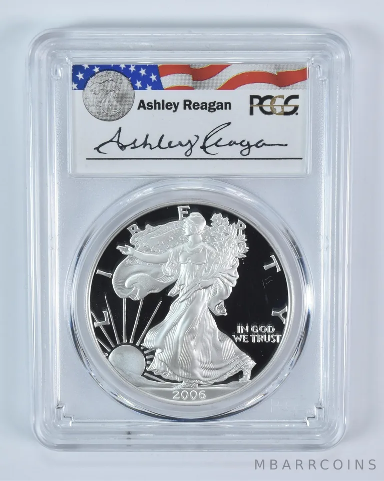 2006-W American Silver Eagle Ashley Reagan Signed PR69 DCAM PCGS