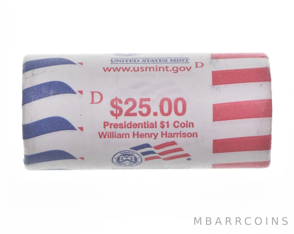 2009-D William Harrison Presidential $1 WRAPPER ROLL $25 Unc BU US Mint