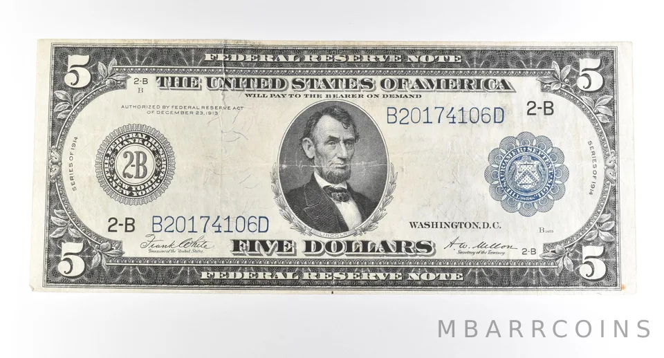1914 $5 New York NY FRN Large Note Blue Seal *2746