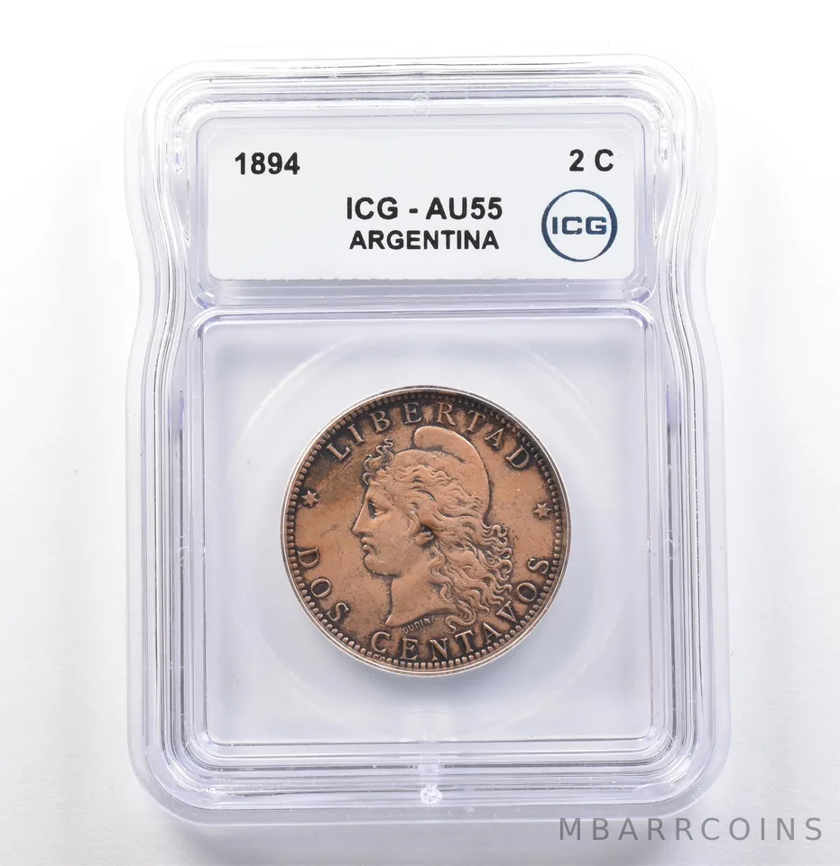 1894 Argentina 2 Centavos AU55 ICG *9941