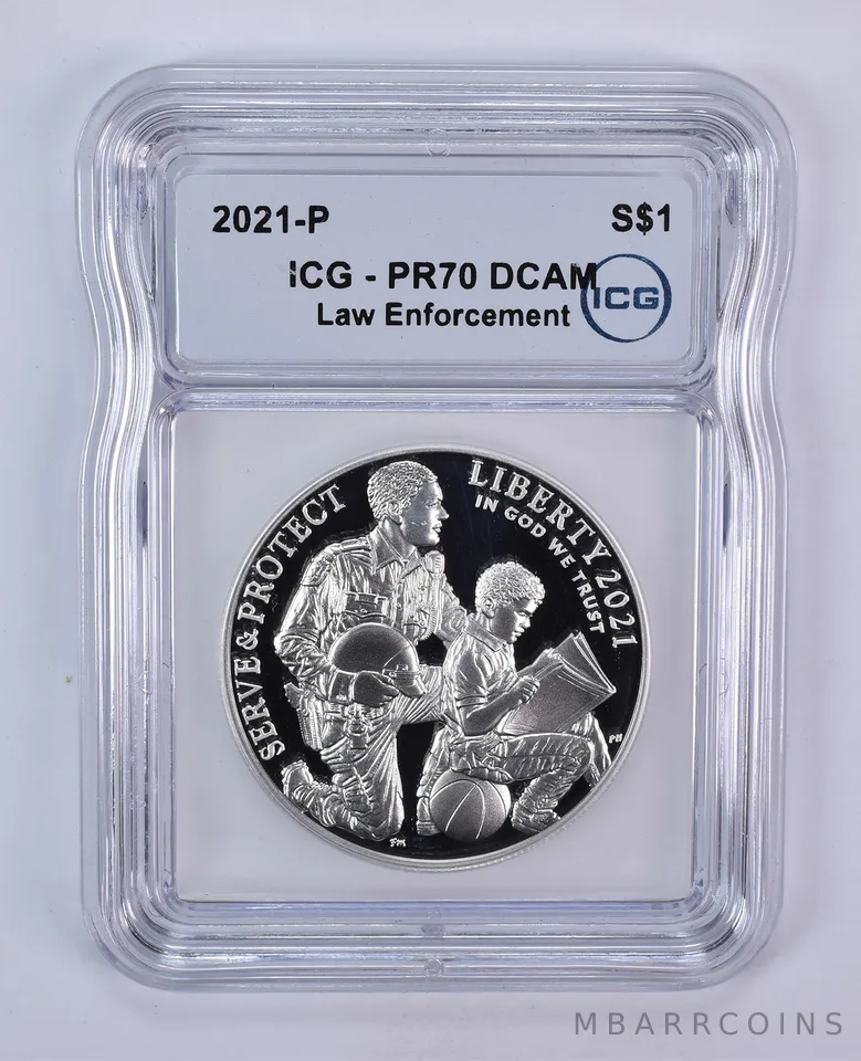 2021-P Law Enforcement Commemorative Silver Dollar PR70 DCAM ICG
