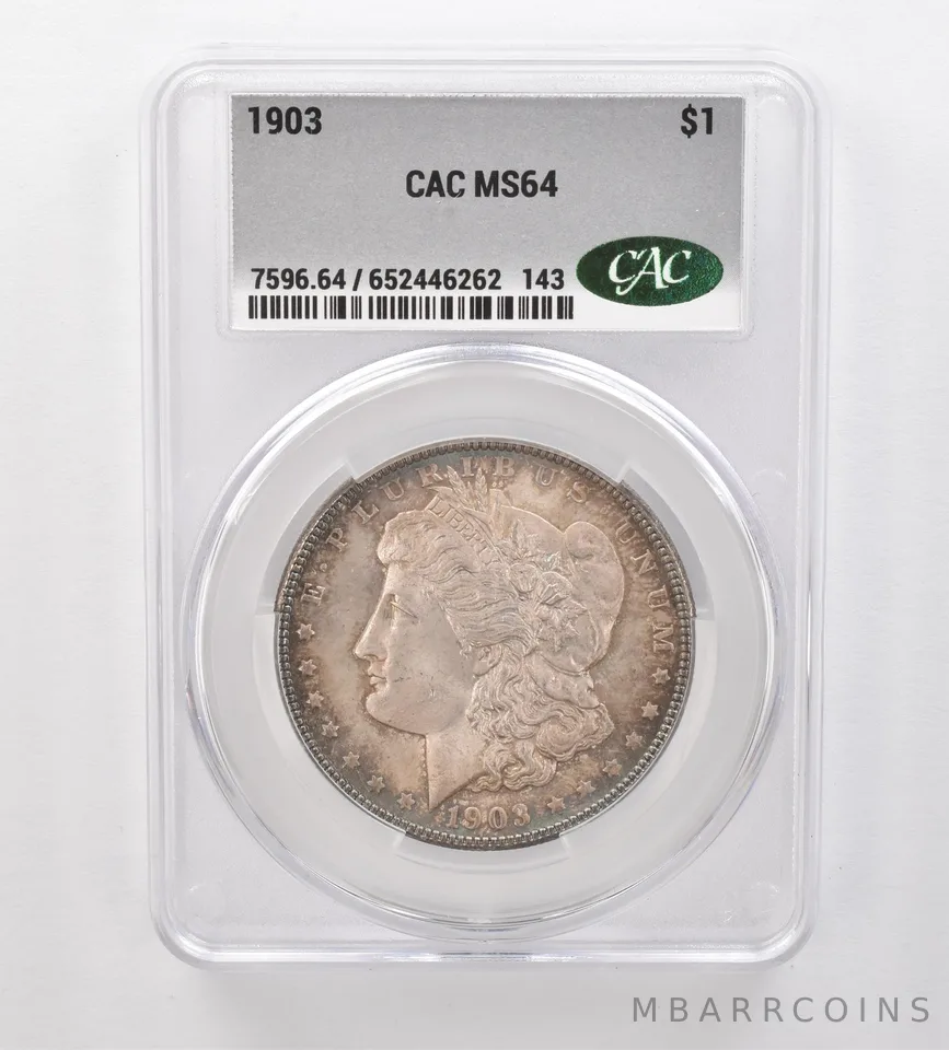 1903 Morgan Silver Dollar MS64 CAC CACg Beautiful Tone *2530