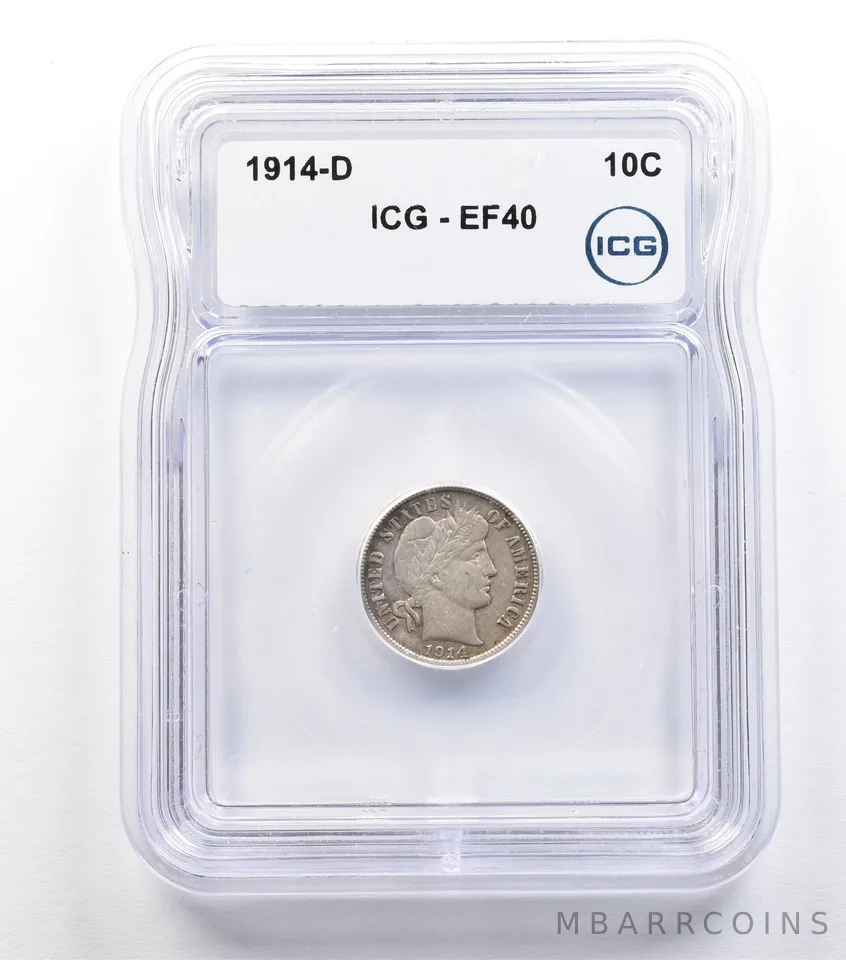 1914-D Barber Dime EF40 ICG *9307