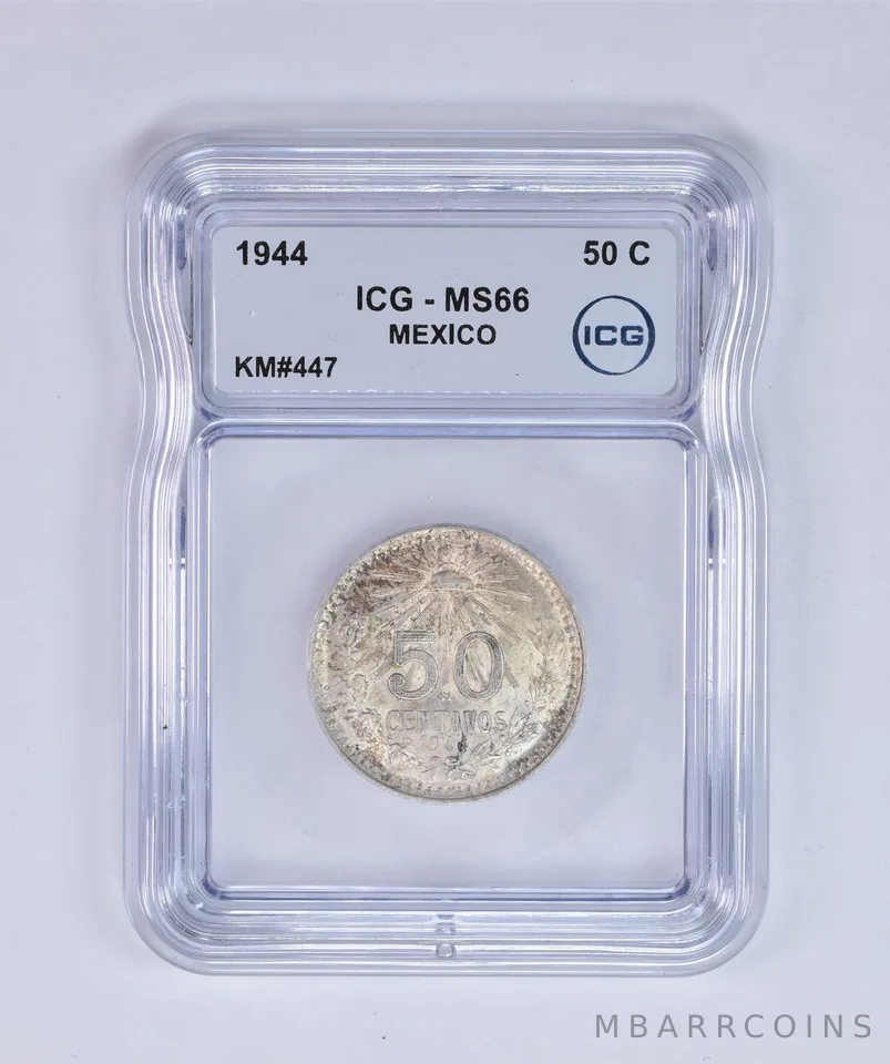 1944 Mexico 50 Centavos KM#447 MS66 ICG Beautiful Tone *7996
