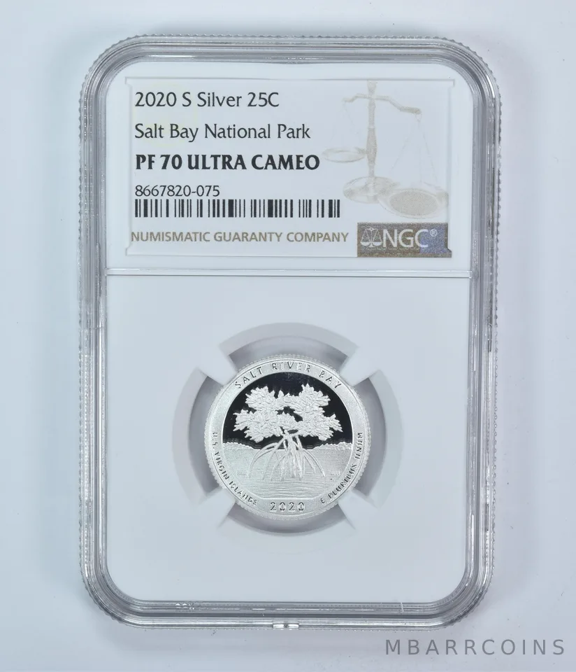 2020-S Washington Quarter ATB Salt Bay Silver PF70 UCAM NGC Brown Label