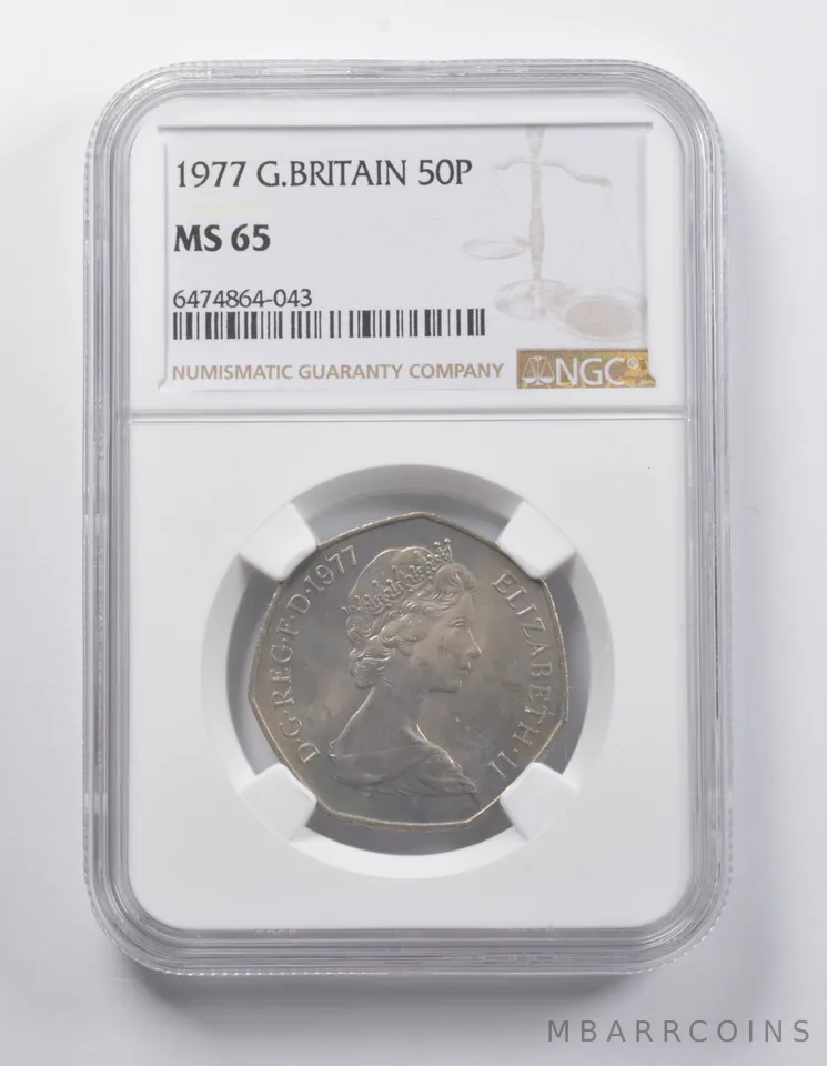 MS65 1977 Great Britain 50 Pence NGC *7012