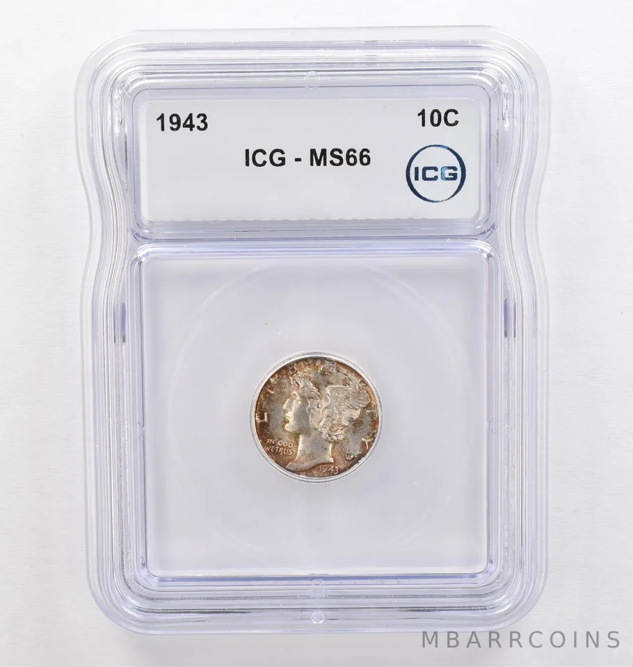 1943 Mercury Dime MS66 ICG Beautiful Tone *0206