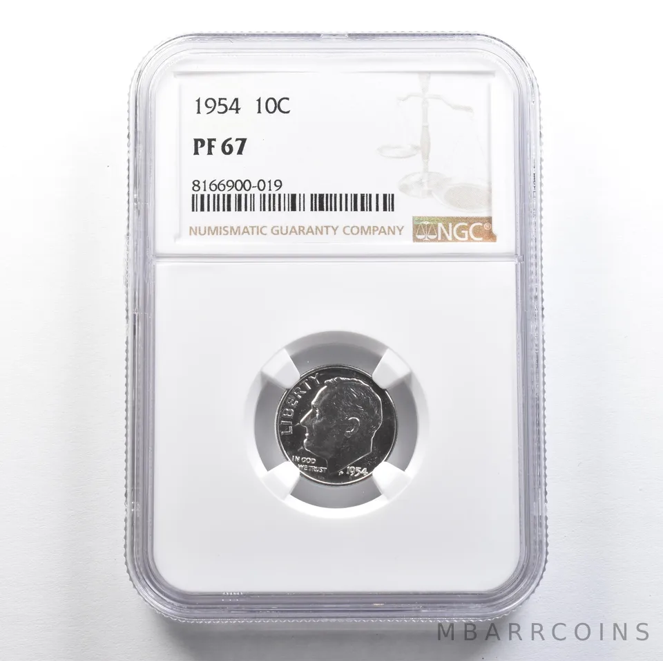 1954 Roosevelt Dime PF67 NGC PQ Cam Look a7655