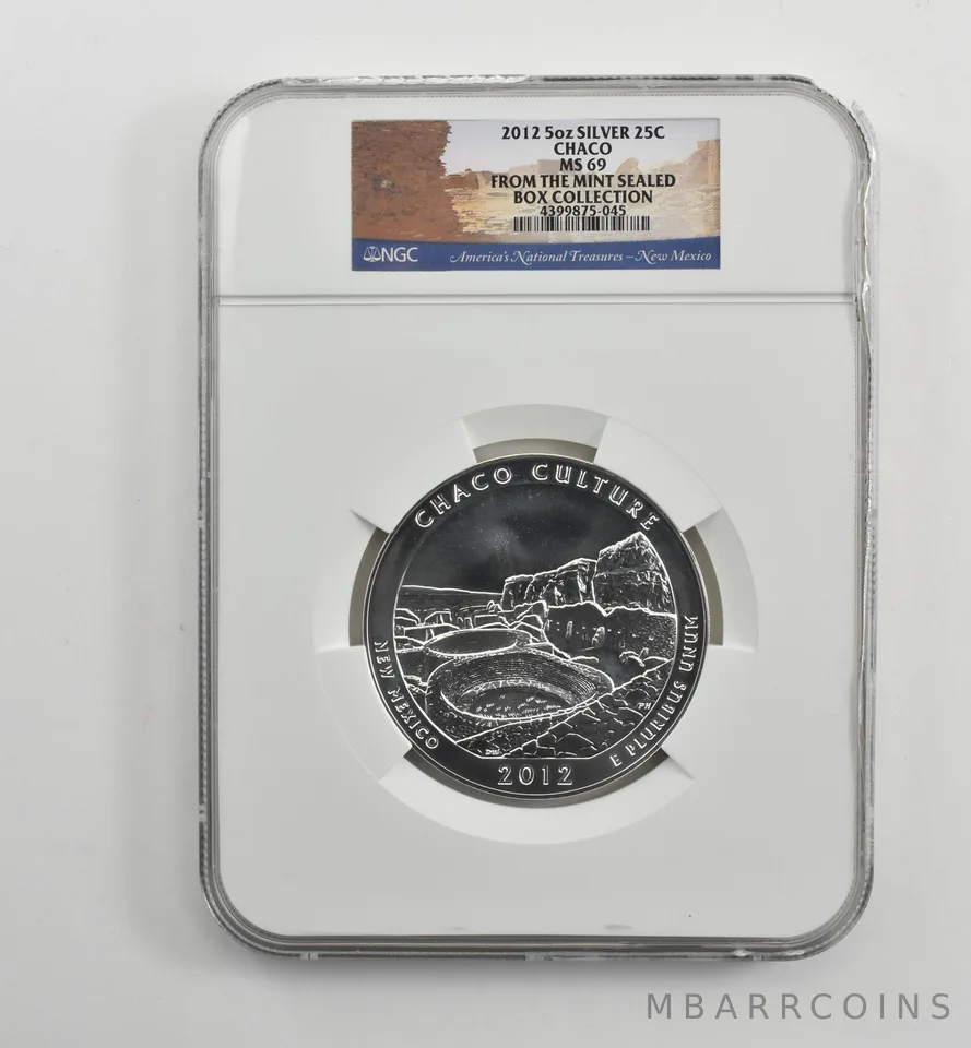 2012 5 Oz Silver Quarter America The Beautiful Chaco MS69 NGC *1580