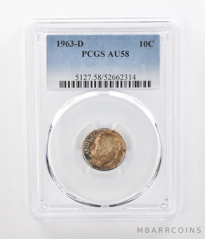 1963-D Roosevelt Dime AU58 PCGS Beautiful Tone a1061