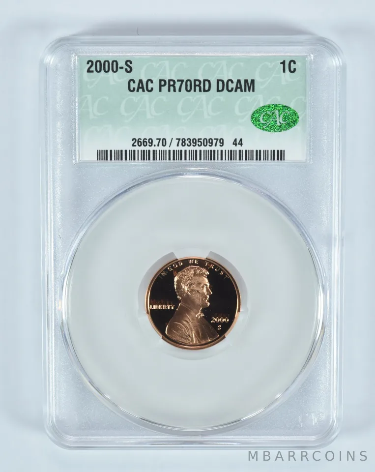 2000-S Lincoln Memorial Cent PR70 RD DCAM CAC CACg
